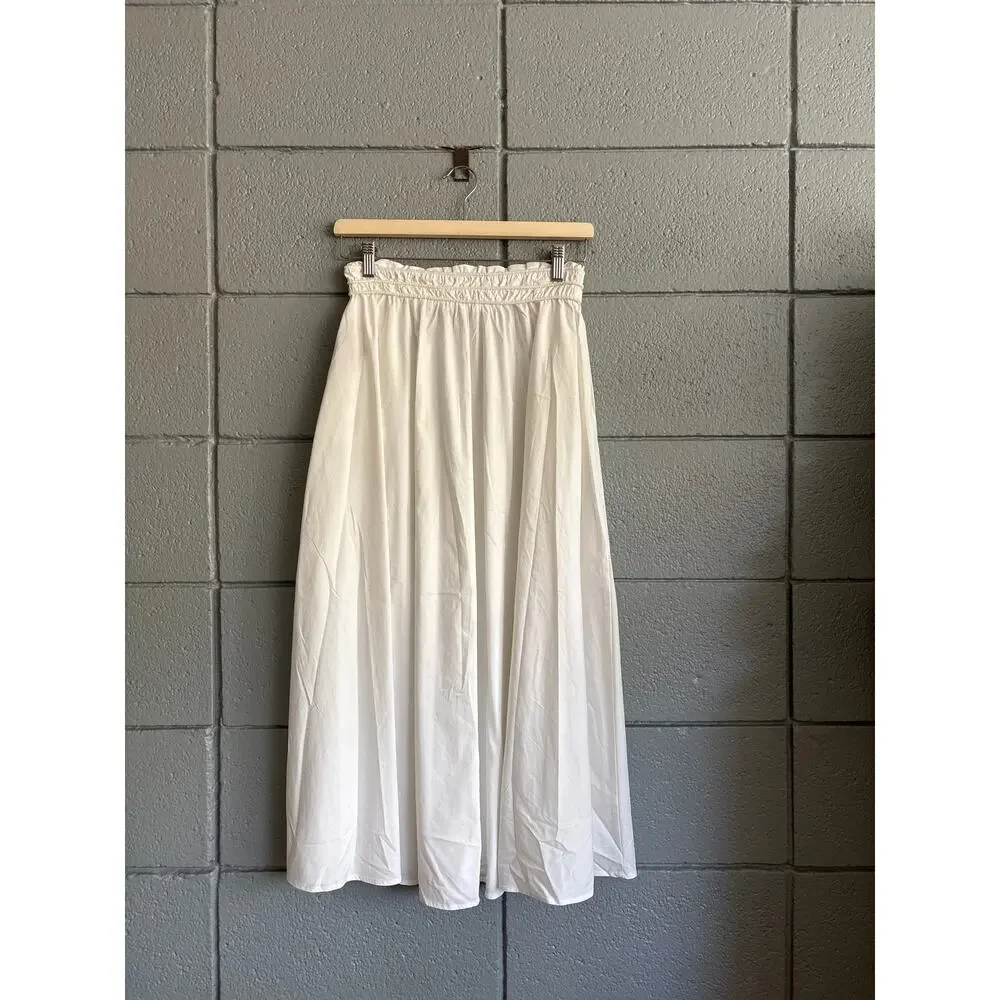 Anthropologie Philosophy Cotton Popplin White Maxi Skirt size xs